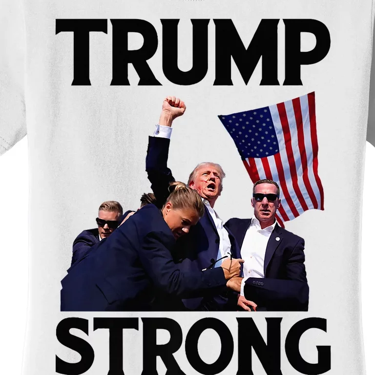 Trump Strong Fist Hand Us Vote Trump 2024 Survives Rally Women's T-Shirt