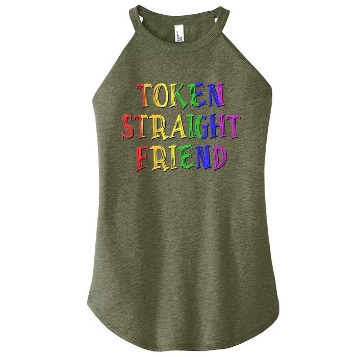 Token Straight Friend - Rainbow Colors Women’s Perfect Tri Rocker Tank