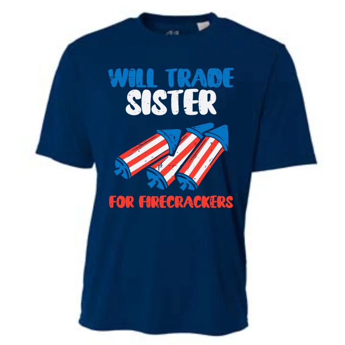 Trade Sister For Firecrackers Funny Boy 4th Of July Cooling Performance Crew T-Shirt