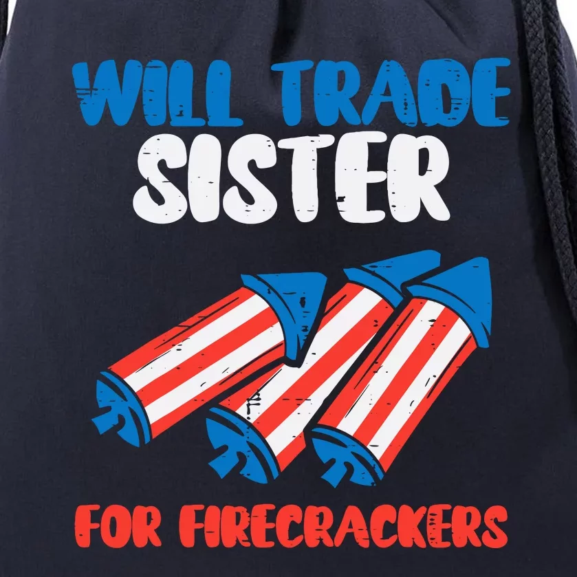 Trade Sister For Firecrackers Funny Boy 4th Of July Drawstring Bag