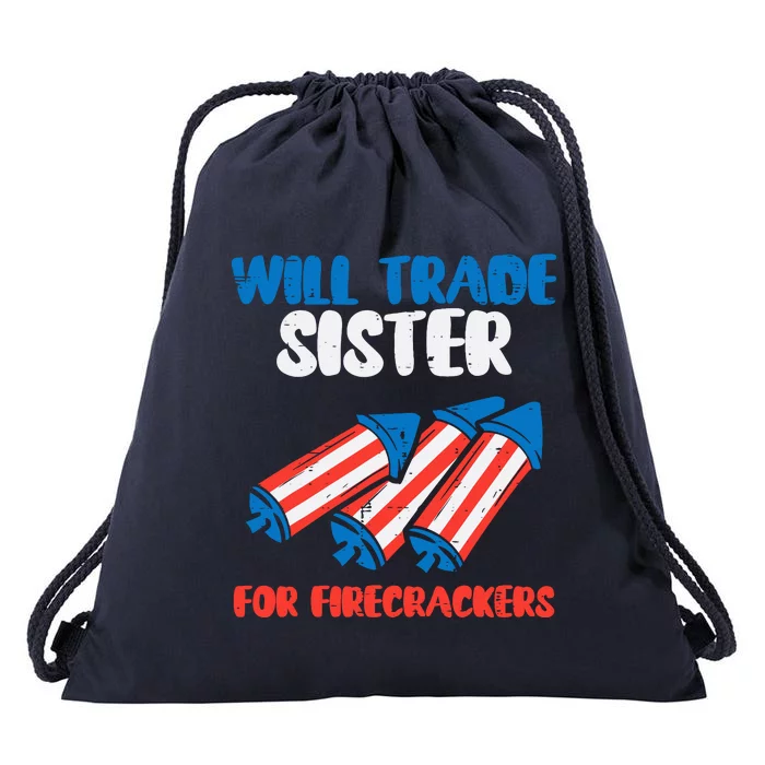 Trade Sister For Firecrackers Funny Boy 4th Of July Drawstring Bag