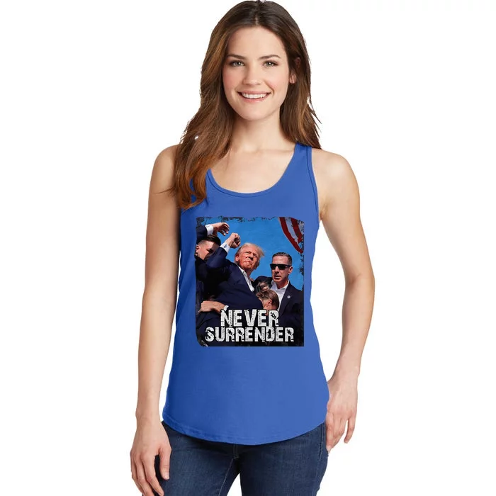 Trump Strong Fist Hand Us Vote Trump 2024 Survives Rally Ladies Essential Tank