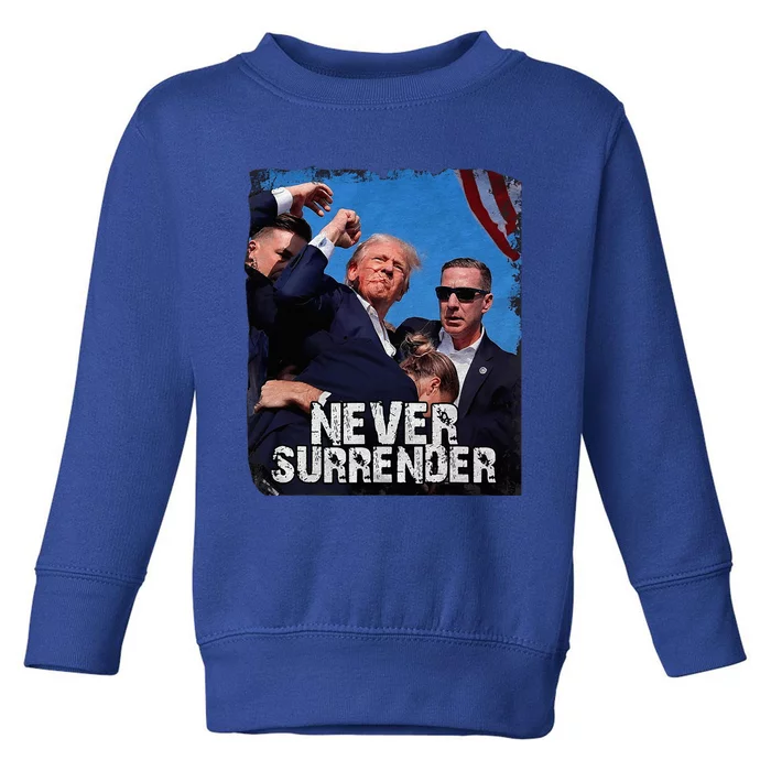 Trump Strong Fist Hand Us Vote Trump 2024 Survives Rally Toddler Sweatshirt