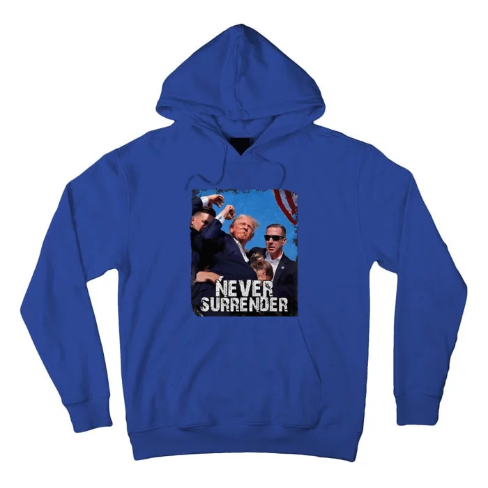 Trump Strong Fist Hand Us Vote Trump 2024 Survives Rally Tall Hoodie