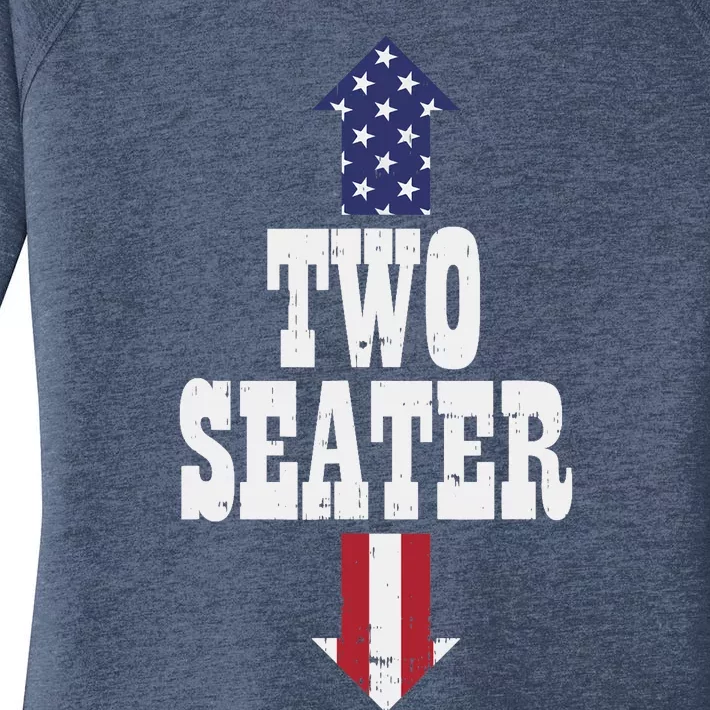 Two Seater Funny USA 4th Of July Party Naughty Adult Gift Women's Perfect Tri Tunic Long Sleeve Shirt