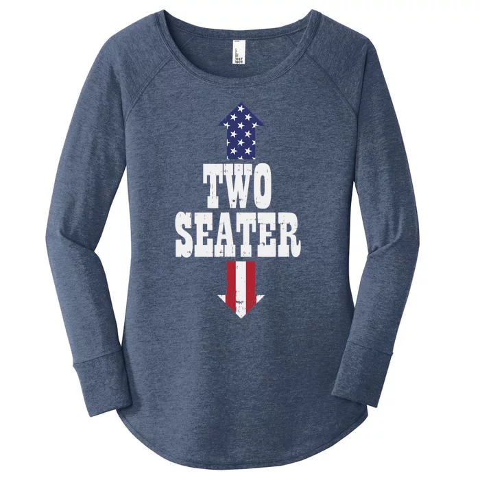 Two Seater Funny USA 4th Of July Party Naughty Adult Gift Women's Perfect Tri Tunic Long Sleeve Shirt