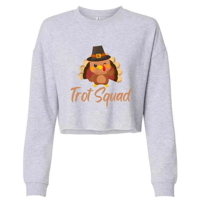 Trot Squad Funny Thanksgiving Day Running Costume Turkey Boy Cropped Pullover Crew