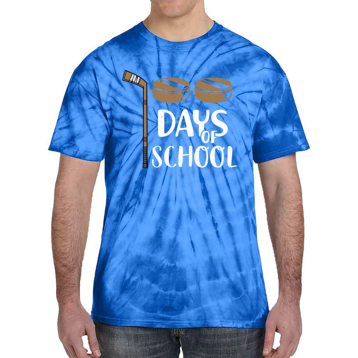 Teachers Students Funny 100th Day Of School Hockey Gift Tie-Dye T-Shirt