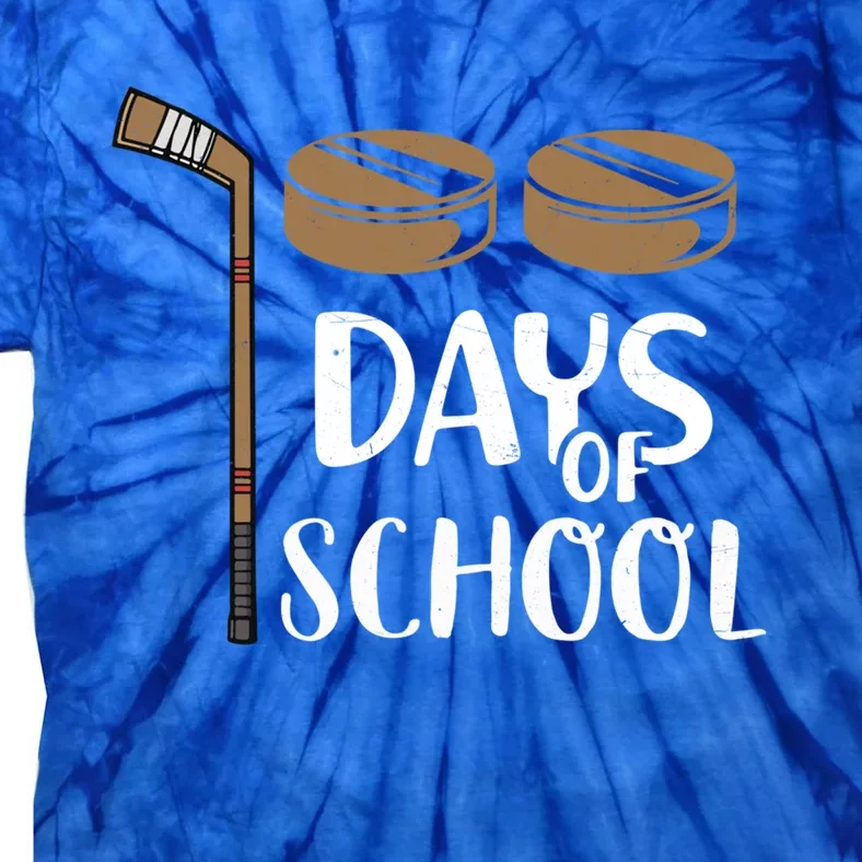 Teachers Students Funny 100th Day Of School Hockey Gift Tie-Dye T-Shirt