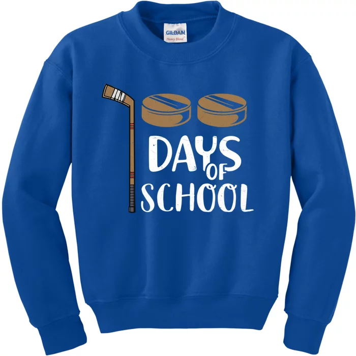 Teachers Students Funny 100th Day Of School Hockey Gift Kids Sweatshirt