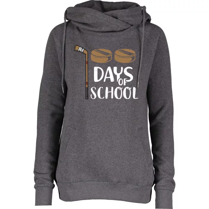 Teachers Students Funny 100th Day Of School Hockey Gift Womens Funnel Neck Pullover Hood