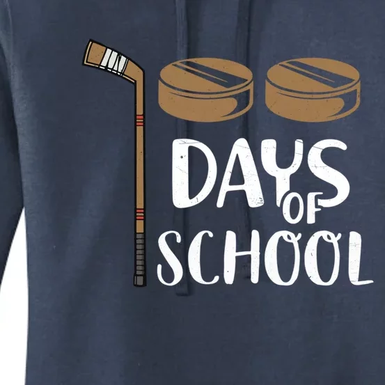 Teachers Students Funny 100th Day Of School Hockey Gift Women's Pullover Hoodie