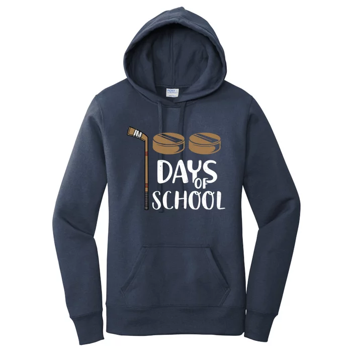 Teachers Students Funny 100th Day Of School Hockey Gift Women's Pullover Hoodie