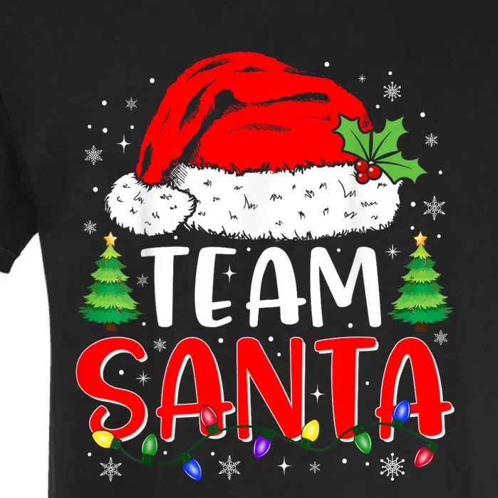 Team Santa Funny Christmas Lights Family Pajamas Matching Garment-Dyed Heavyweight T-Shirt