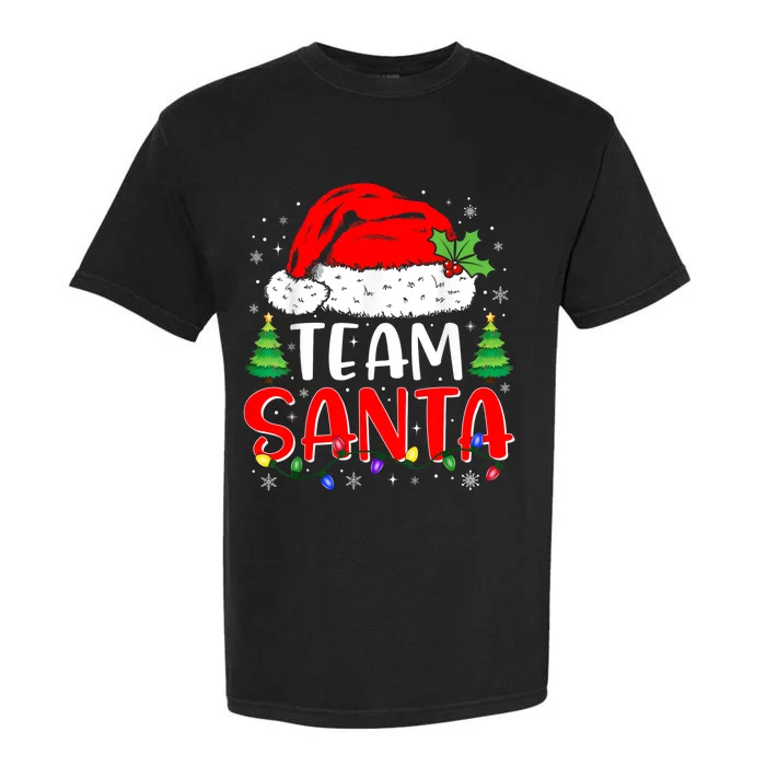 Team Santa Funny Christmas Lights Family Pajamas Matching Garment-Dyed Heavyweight T-Shirt