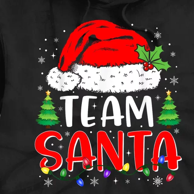 Team Santa Funny Christmas Lights Family Pajamas Matching Tie Dye Hoodie