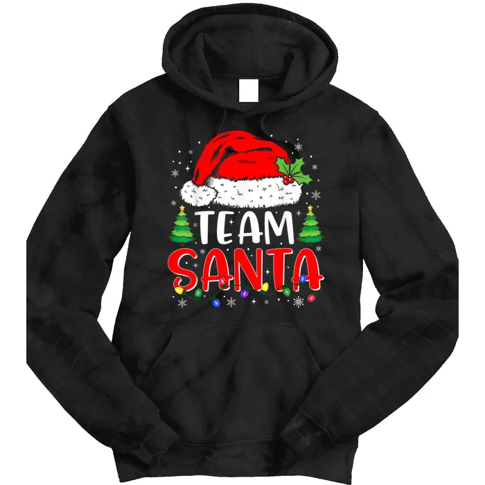 Team Santa Funny Christmas Lights Family Pajamas Matching Tie Dye Hoodie