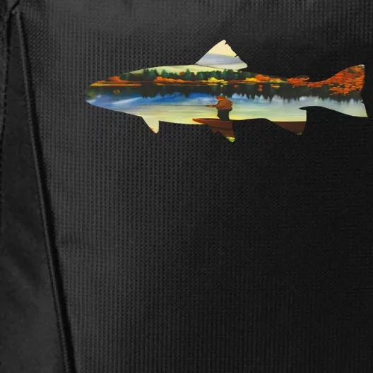 Trout Silhouette Fly Fishing Sunset Lake City Backpack