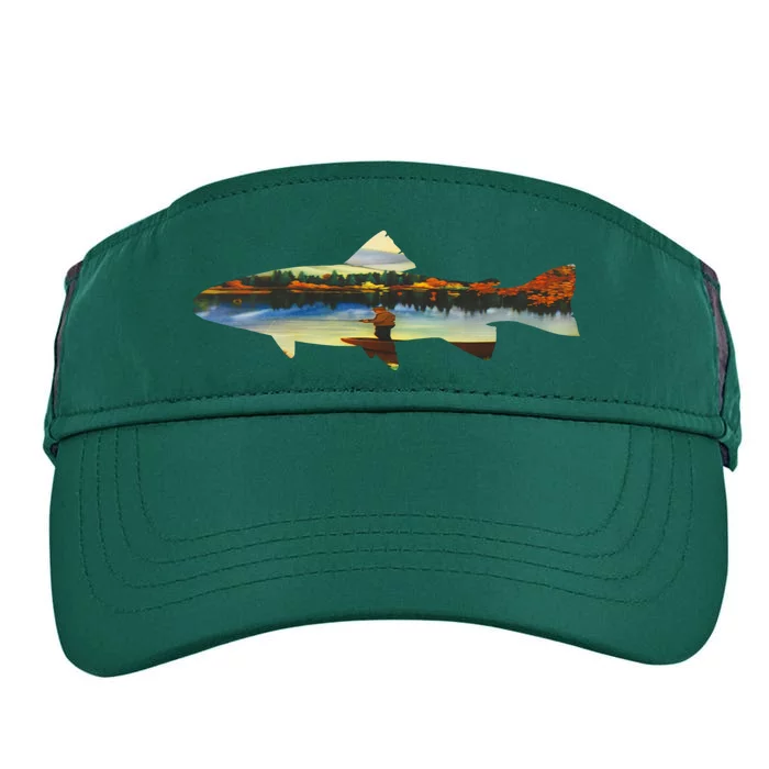 Trout Silhouette Fly Fishing Sunset Lake Adult Drive Performance Visor