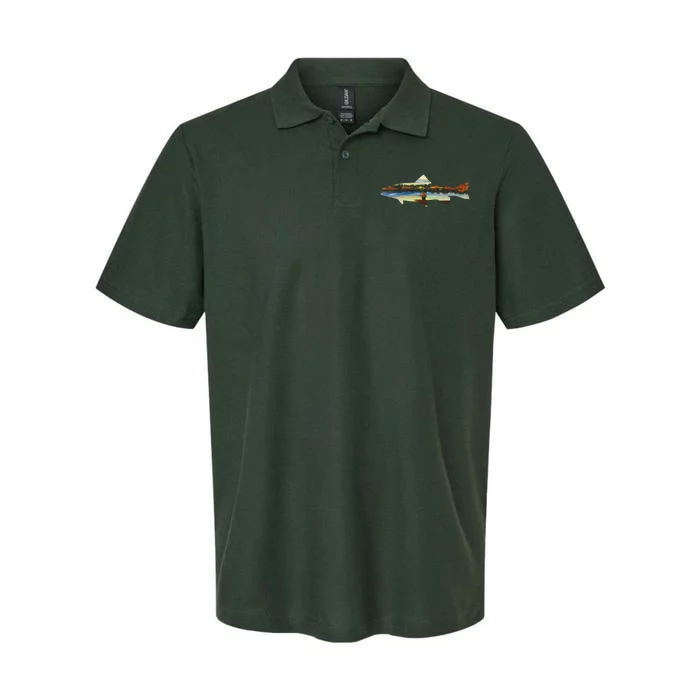 Trout Silhouette Fly Fishing Sunset Lake Softstyle Adult Sport Polo