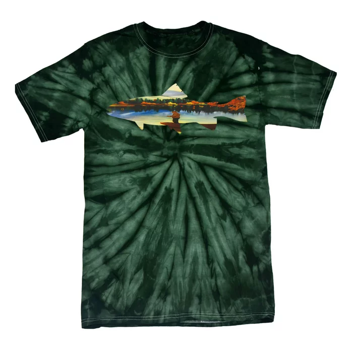 Trout Silhouette Fly Fishing Sunset Lake Tie-Dye T-Shirt