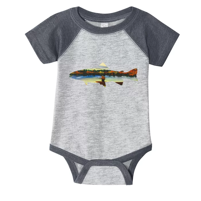 Trout Silhouette Fly Fishing Sunset Lake Infant Baby Jersey Bodysuit