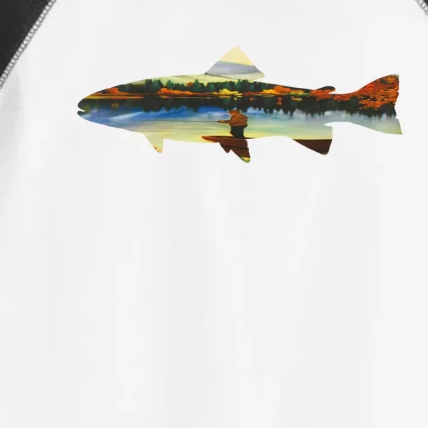 Trout Silhouette Fly Fishing Sunset Lake Toddler Fine Jersey T-Shirt