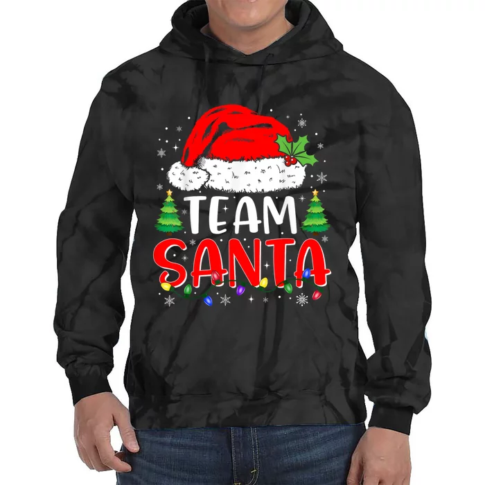 Team Santa Funny Christmas Lights Family Pajamas Matching Tie Dye Hoodie