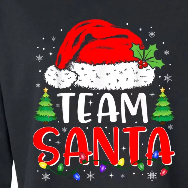 Team Santa Funny Christmas Lights Family Pajamas Matching Cropped Pullover Crew