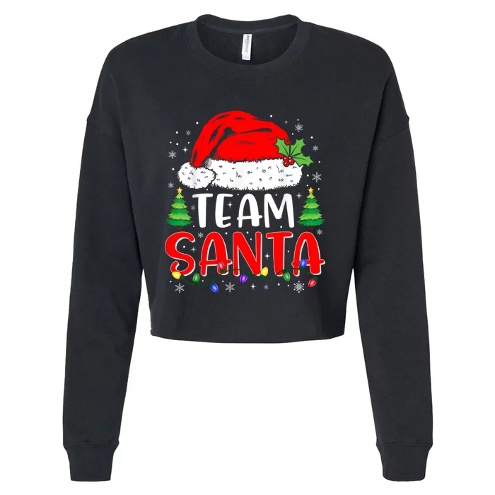 Team Santa Funny Christmas Lights Family Pajamas Matching Cropped Pullover Crew