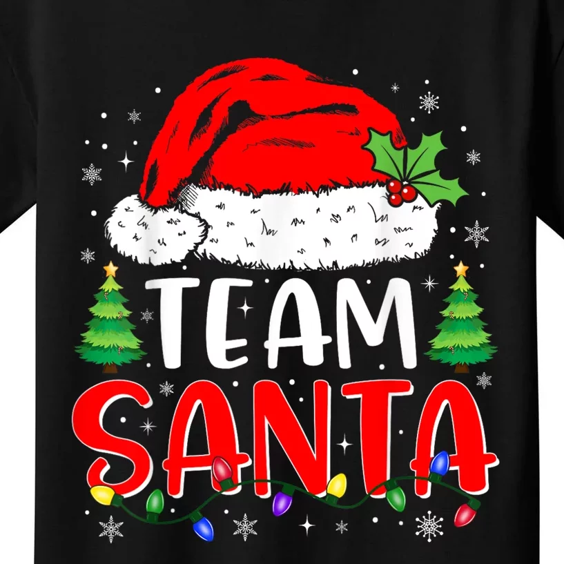 Team Santa Funny Christmas Lights Family Pajamas Matching Kids T-Shirt