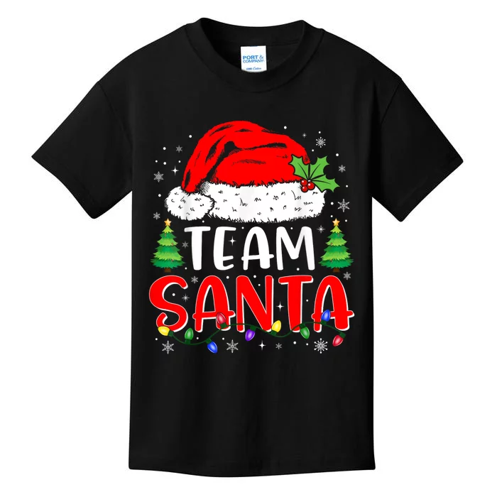 Team Santa Funny Christmas Lights Family Pajamas Matching Kids T-Shirt