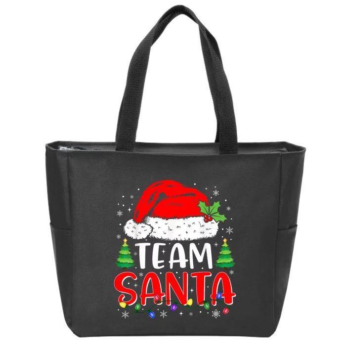 Team Santa Funny Christmas Lights Family Pajamas Matching Zip Tote Bag