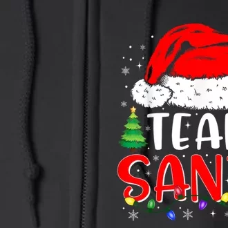 Team Santa Funny Christmas Lights Family Pajamas Matching Full Zip Hoodie