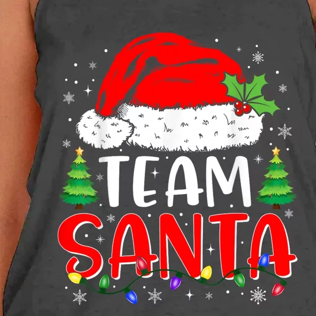 Team Santa Funny Christmas Lights Family Pajamas Matching Women's Knotted Racerback Tank