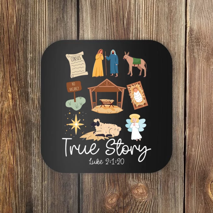 True Story Faith Based Christmas Holly Night Nativity Story Coaster