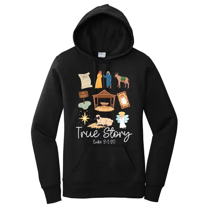 True Story Faith Based Christmas Holly Night Nativity Story Women's Pullover Hoodie