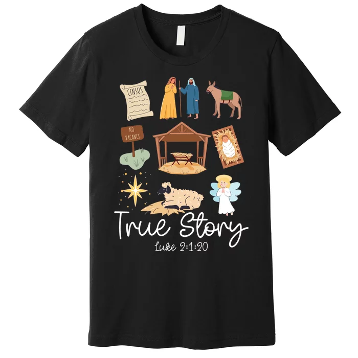 True Story Faith Based Christmas Holly Night Nativity Story Premium T-Shirt