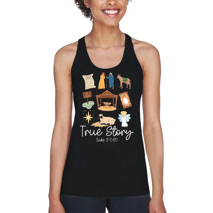 True Story Faith Based Christmas Holly Night Nativity Story Women's Racerback Tank