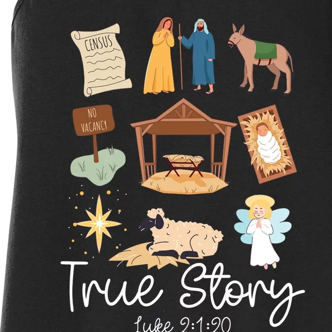 True Story Faith Based Christmas Holly Night Nativity Story Women's Racerback Tank