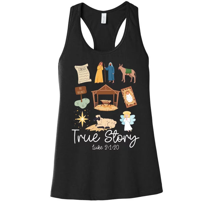 True Story Faith Based Christmas Holly Night Nativity Story Women's Racerback Tank