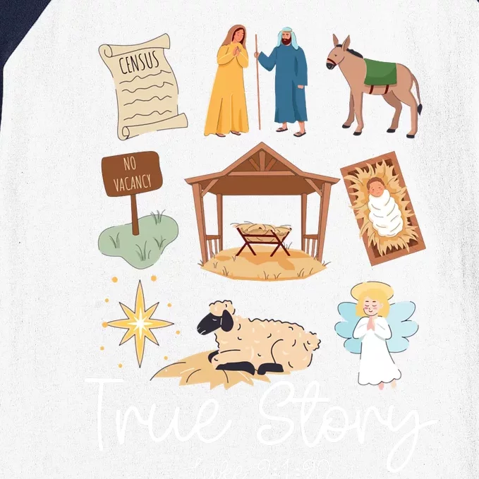 True Story Faith Based Christmas Holly Night Nativity Story Baseball Sleeve Shirt