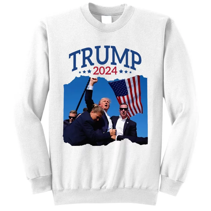 Trump Short Fist Pumped 2024 Pray For Trump NeverS Give Up Sweatshirt