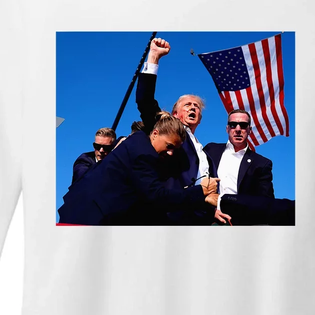 Trump Shot Fist Pump Usa Maga Womens CVC Long Sleeve Shirt