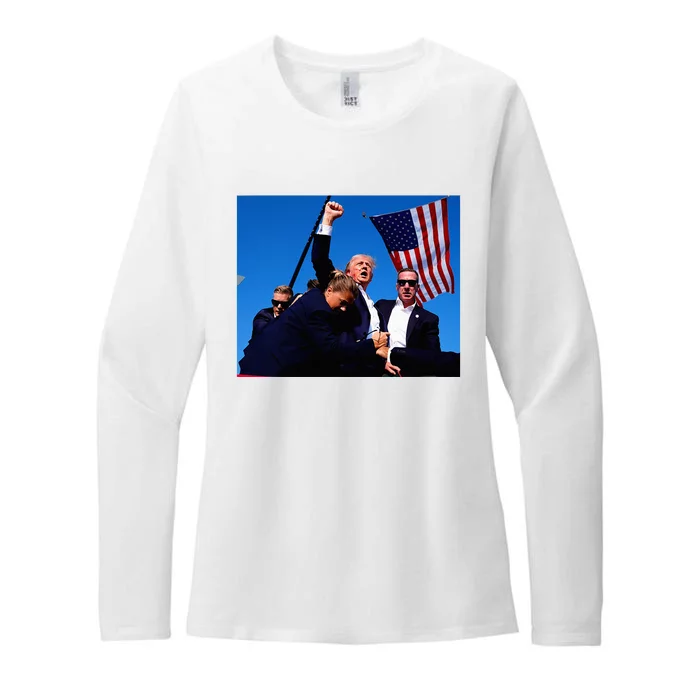 Trump Shot Fist Pump Usa Maga Womens CVC Long Sleeve Shirt