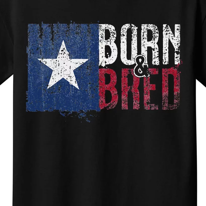 Texas State Flag Pride Born & Bred Native Home Kids T-Shirt