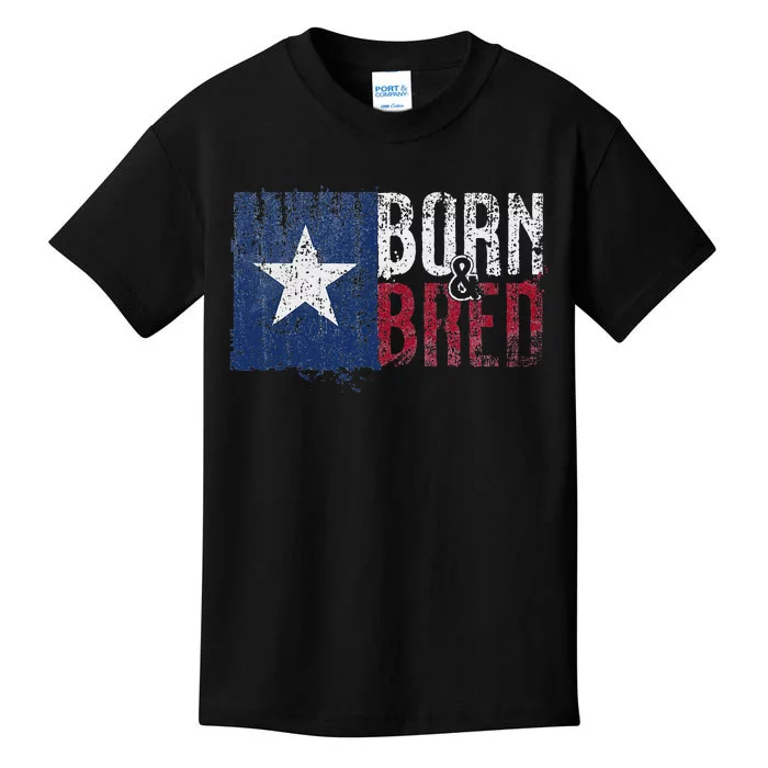 Texas State Flag Pride Born & Bred Native Home Kids T-Shirt