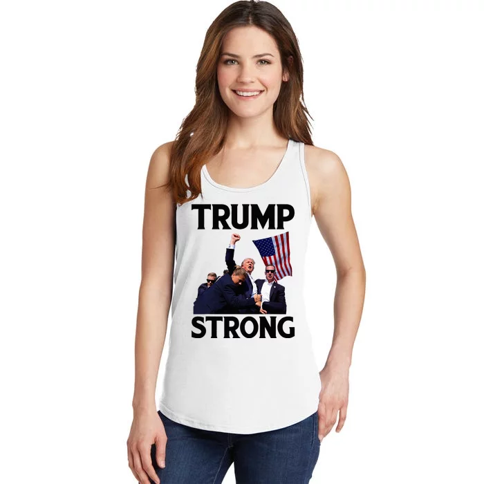 Trump Strong Fist Hand Us Vote Trump 2024 Survives Rally Ladies Essential Tank