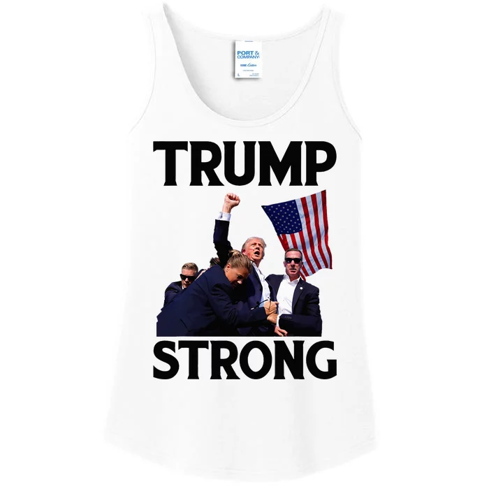 Trump Strong Fist Hand Us Vote Trump 2024 Survives Rally Ladies Essential Tank