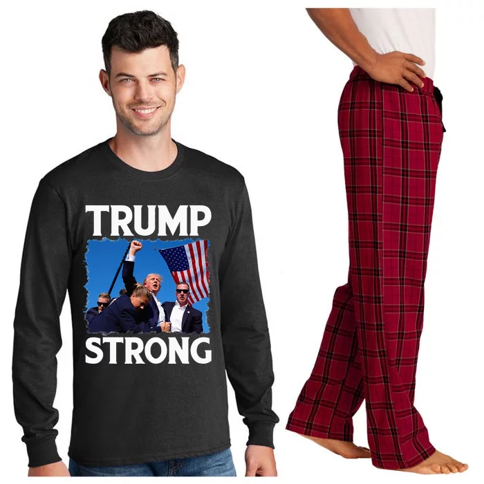 Trump Strong Fist Hand Us Vote Trump 2024 Survives Rally Long Sleeve Pajama Set